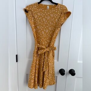 Pact Like-New Women’s Dress Tulip Cap Sleeves Yellow Flower Print Size Sm
